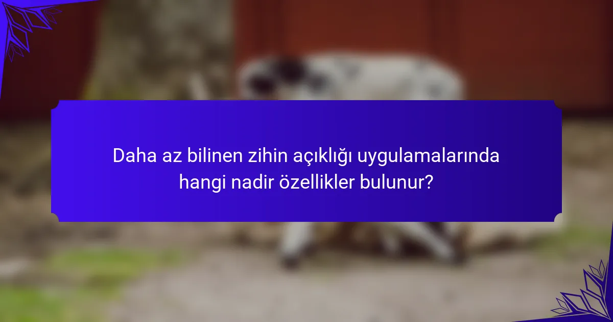 Daha az bilinen zihin açıklığı uygulamalarında hangi nadir özellikler bulunur?