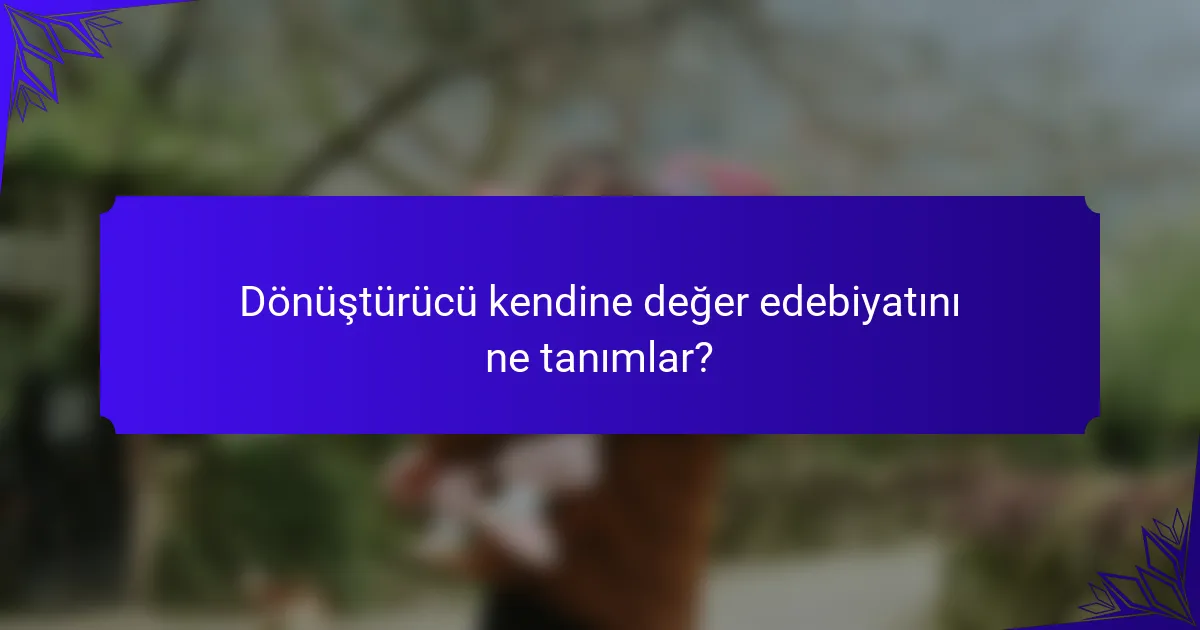 Dönüştürücü kendine değer edebiyatını ne tanımlar?