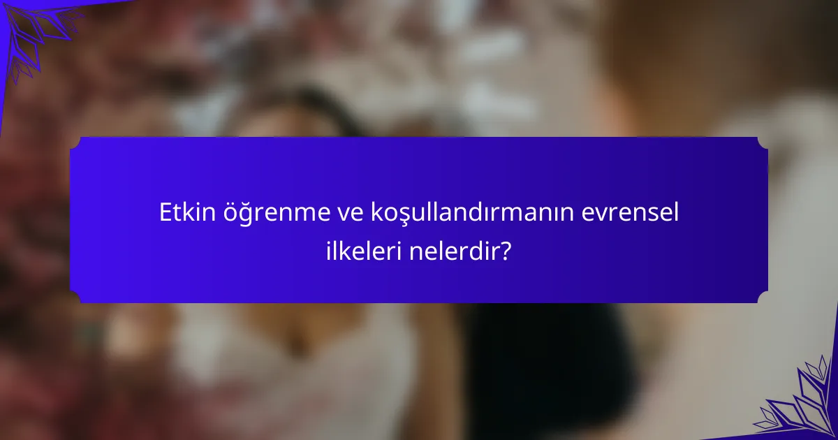 Etkin öğrenme ve koşullandırmanın evrensel ilkeleri nelerdir?