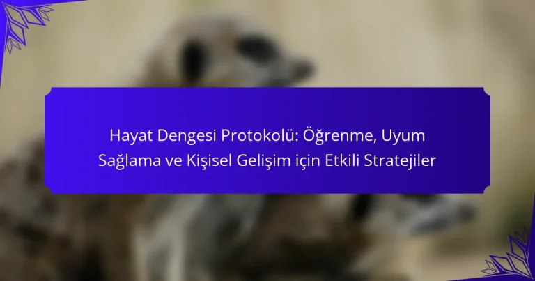 Hayat Dengesi Protokolü: Öğrenme, Uyum Sağlama ve Kişisel Gelişim için Etkili Stratejiler