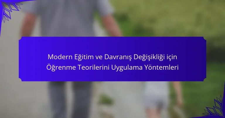 Modern Eğitim ve Davranış Değişikliği için Öğrenme Teorilerini Uygulama Yöntemleri