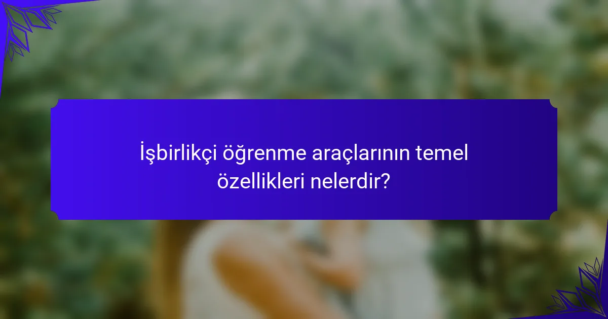 İşbirlikçi öğrenme araçlarının temel özellikleri nelerdir?