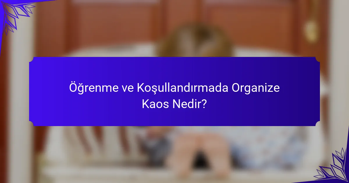 Öğrenme ve Koşullandırmada Organize Kaos Nedir?