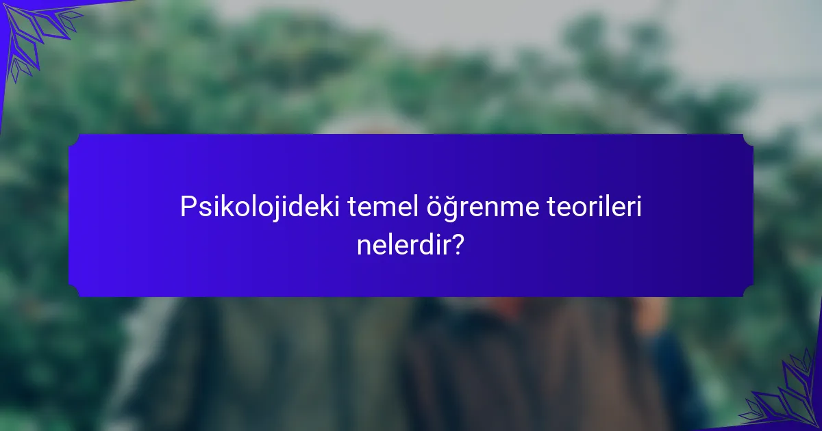 Psikolojideki temel öğrenme teorileri nelerdir?