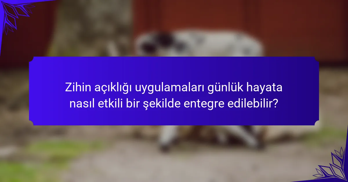 Zihin açıklığı uygulamaları günlük hayata nasıl etkili bir şekilde entegre edilebilir?
